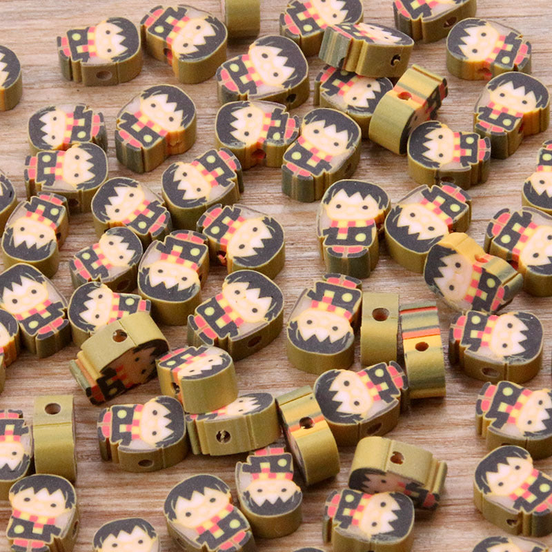 Wholesale 20pcs Soft Pottery Perforated Tablets Animal Fruit Heart Beads